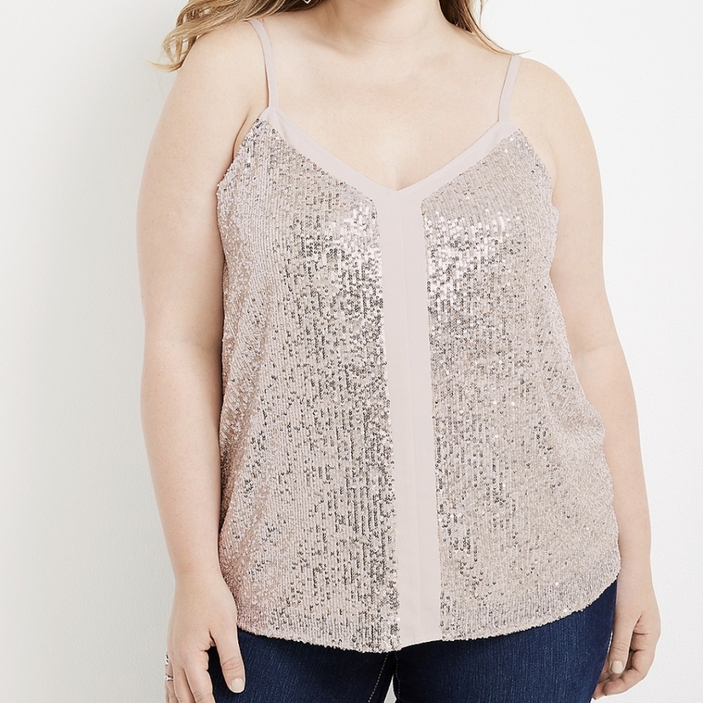 NWT Maurice's Sequin V-neck Tank Top